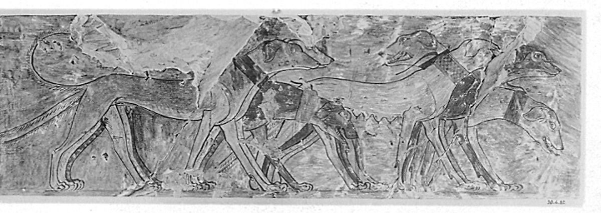 Hounds from Nubia, Tomb of Rekhmire, Nina de Garis Davies (1881–1965), Tempera on Paper