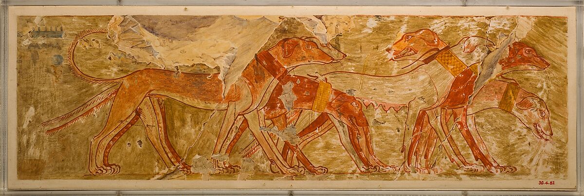 Hounds from Nubia, Tomb of Rekhmire, Nina de Garis Davies (1881–1965), Tempera on Paper 
