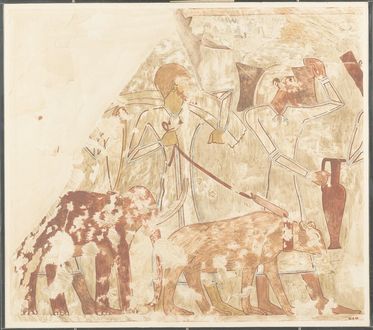 Syrians Bringing an Elephant and a Bear, Tomb of Rekhmire, Nina de Garis Davies (1881–1965), Paper, tempera paint, ink 