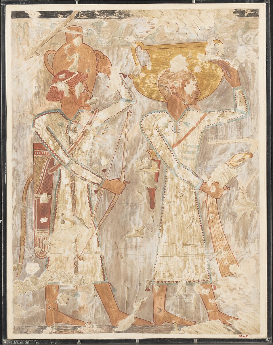 Syrians Bringing Vessels and Weapons, Tomb of Rekhmire, Nina de Garis Davies (1881–1965), Tempera on Paper 