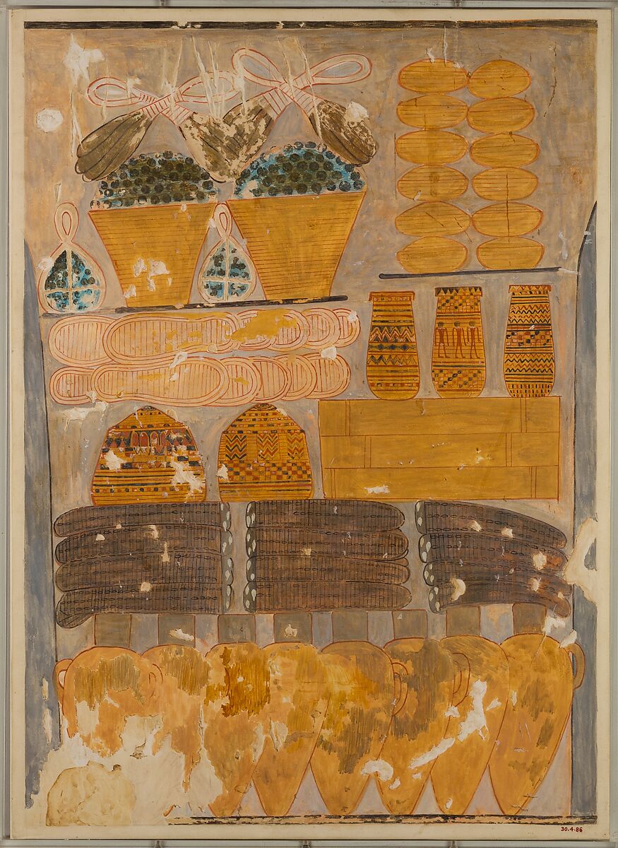 Provisions Stored in the Temple, Tomb of Rekhmire, Nina de Garis Davies (1881–1965), Tempera on Paper 