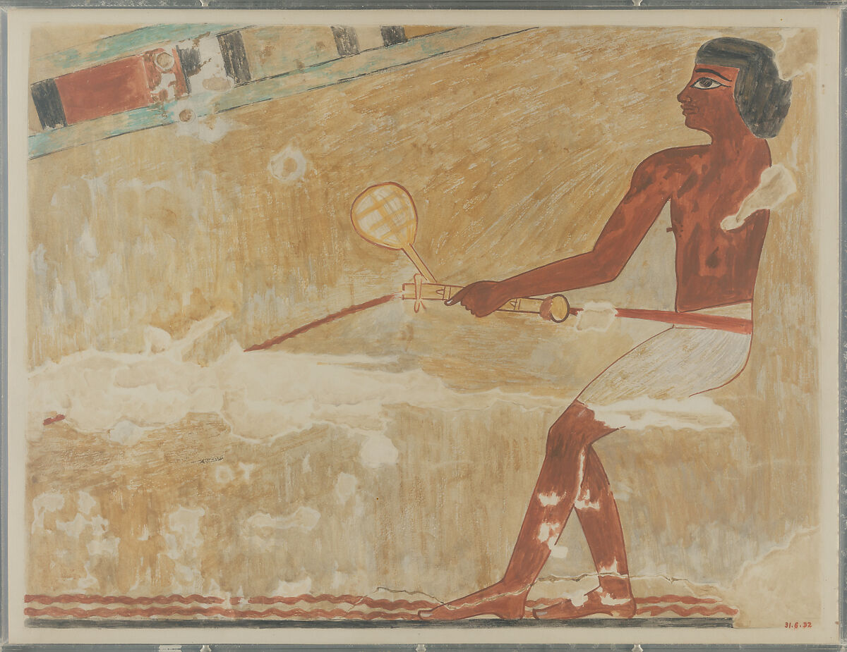Making Leather Rope, Tomb of Rekhmire, Nina de Garis Davies (1881–1965), Paper, tempera paint, ink 
