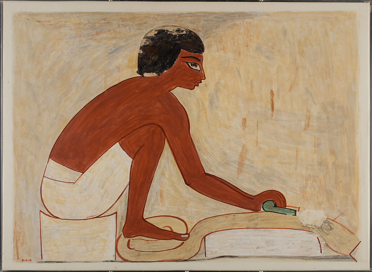 Leather Working, Tomb of Rekhmire, Nina de Garis Davies (1881–1965), Paper, tempera paint, ink 