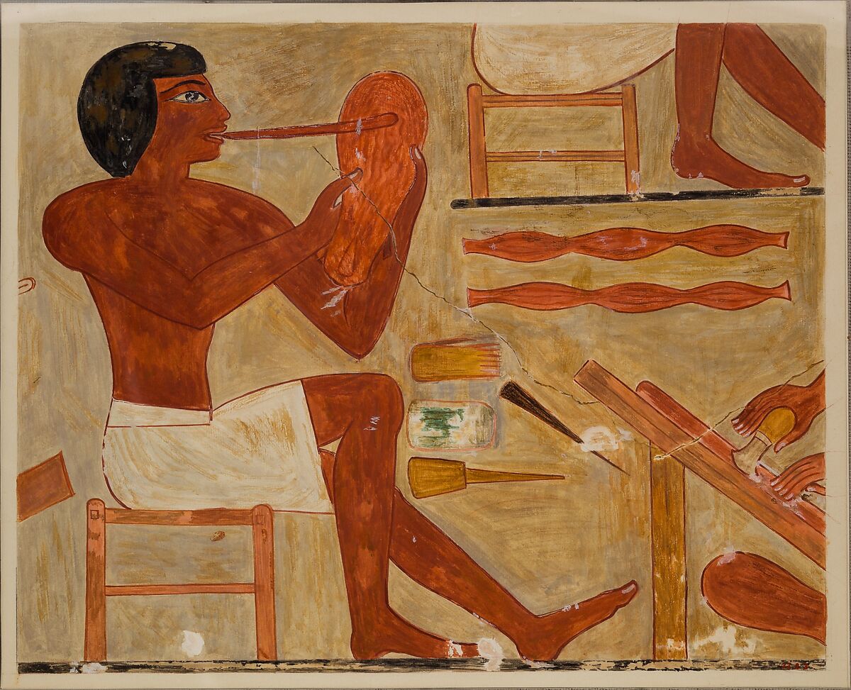 Sandal Maker, Tomb of Rekhmire, Nina de Garis Davies (1881–1965), Tempera on paper 