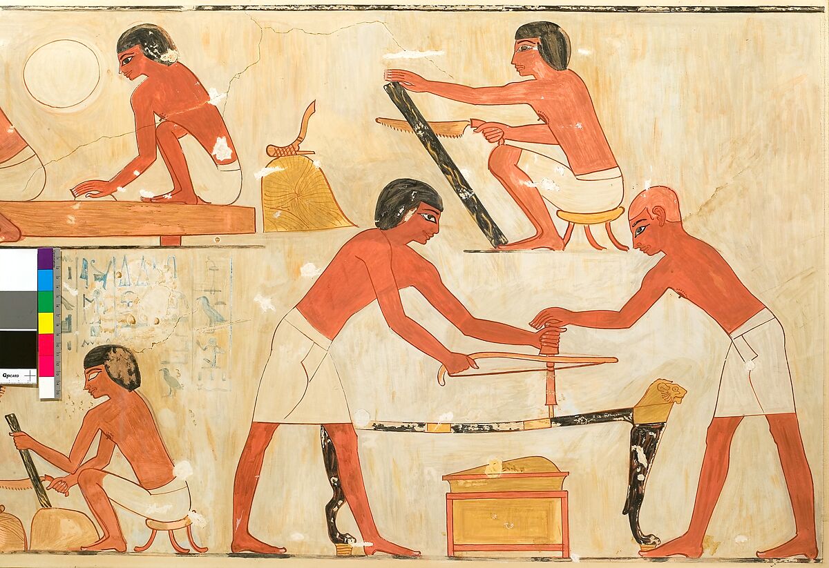 Carpenters at Work, Tomb of Rekhmire, Nina de Garis Davies (1881–1965), Tempera on paper