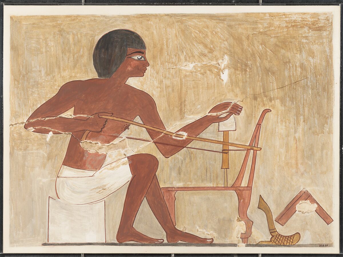 Carpenter Making a Chair, Tomb of Rekhmire, Nina de Garis Davies, Tempera on paper