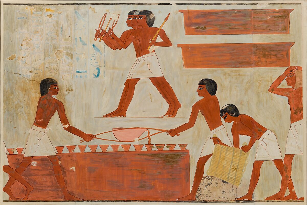 Casting Metal, Tomb of Rekhmire, Nina de Garis Davies (1881–1965), Tempera on paper 