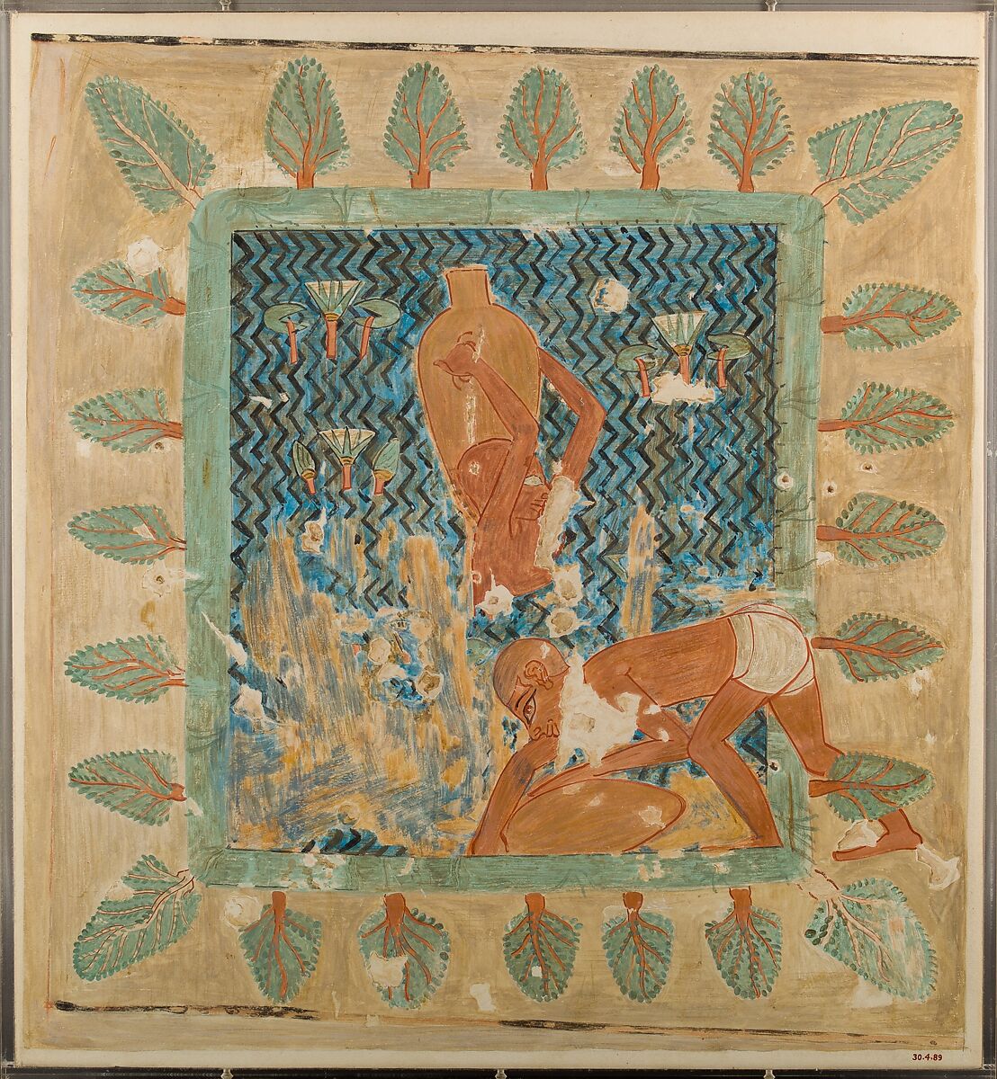 Brickmakers Getting Water from a Pool, Tomb of Rekhmire, Nina de Garis Davies (1881–1965), Tempera on Paper