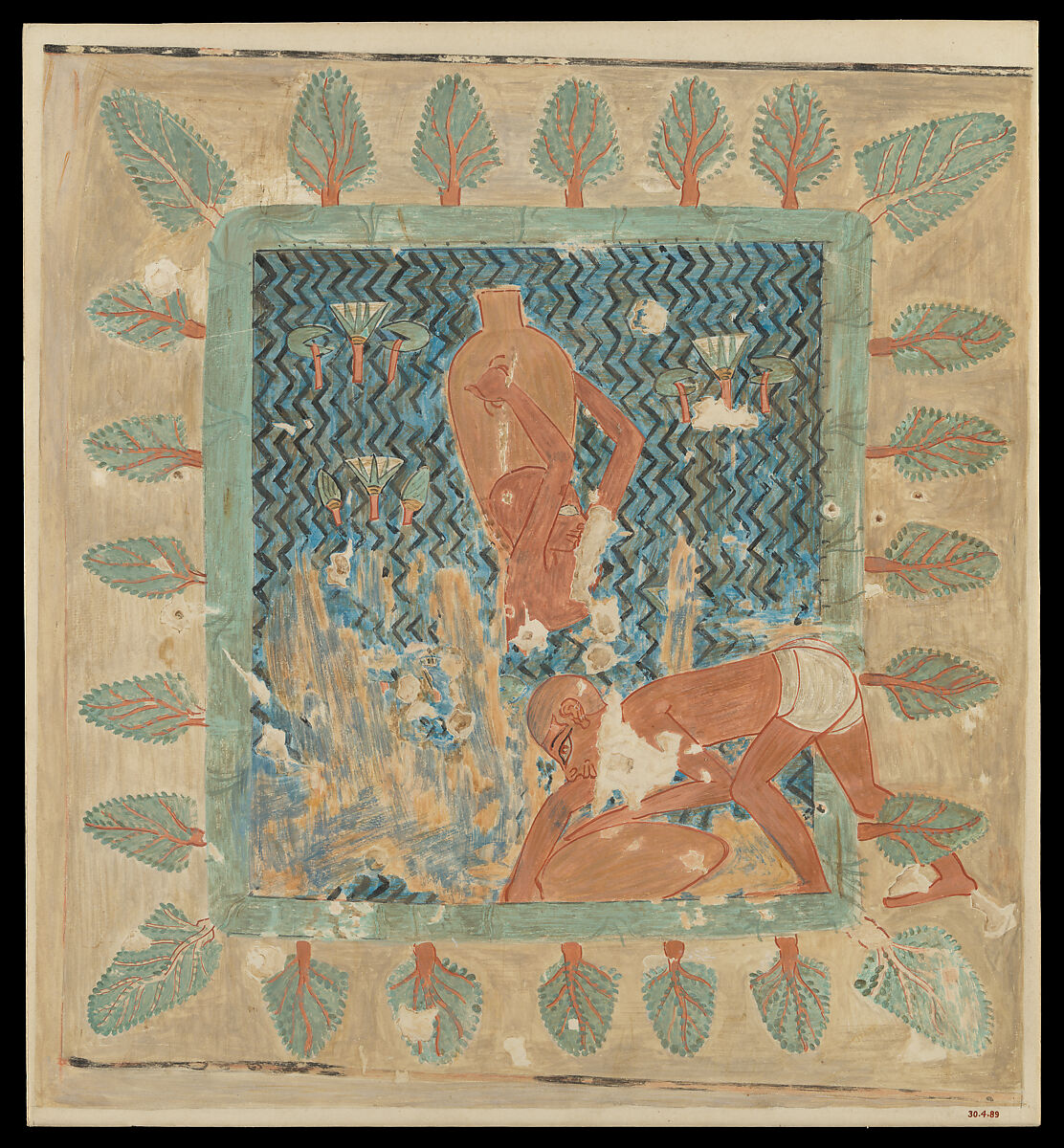 Brickmakers Getting Water from a Pool, Tomb of Rekhmire, Nina de Garis Davies (1881–1965), Tempera on Paper 