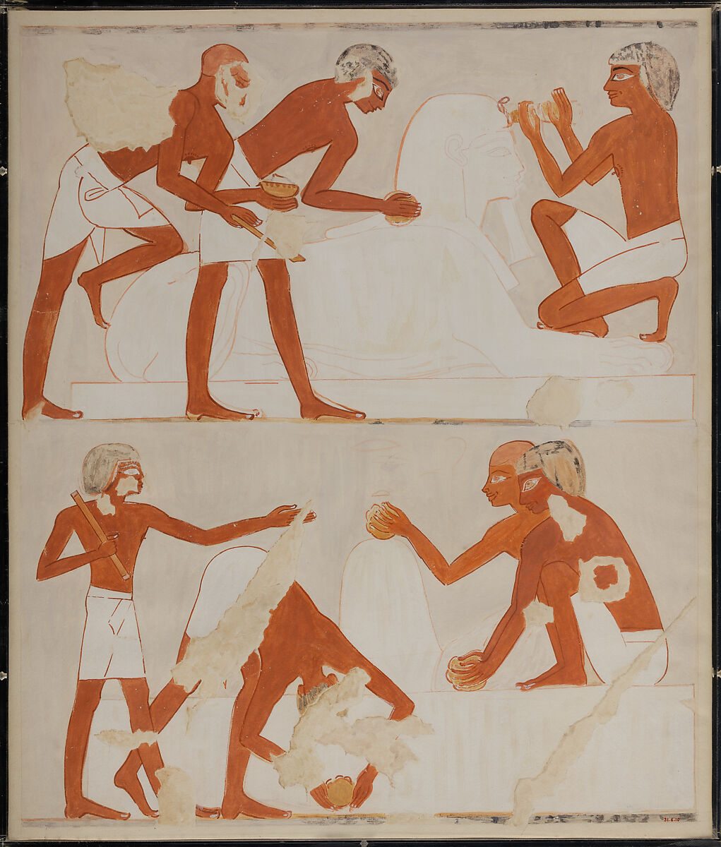 Sculptors at Work, Tomb of Rekhmire, Nina de Garis Davies (1881–1965), Paper, tempera paint, ink 
