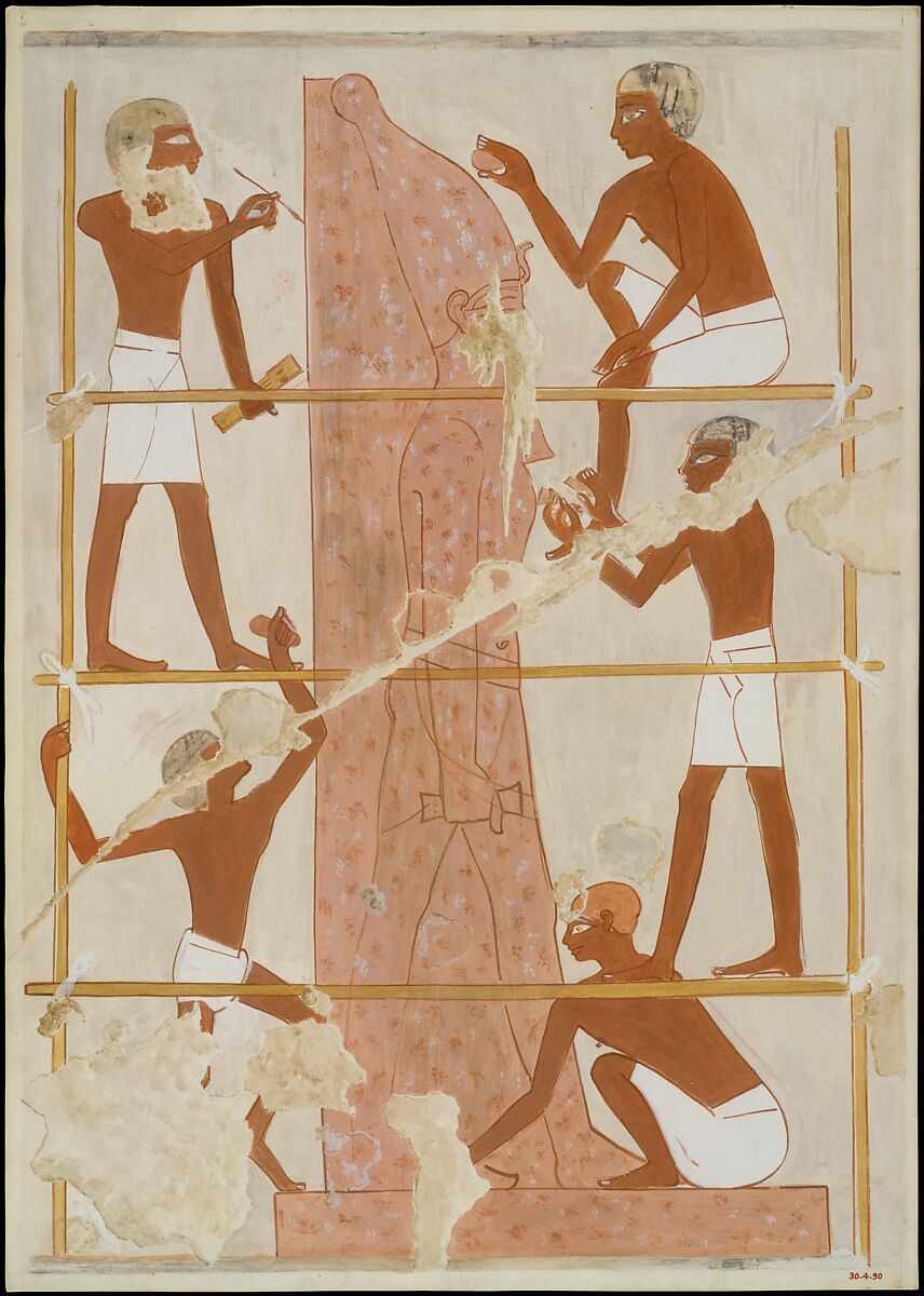 Sculptors at Work, Tomb of Rekhmire, Nina de Garis Davies (1881–1965), Tempera on Paper 