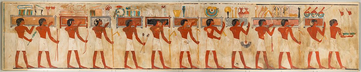 Offering Bearers in a Funerary Procession, Tomb of Rekhmire, Charles K. Wilkinson, Tempera on Paper 