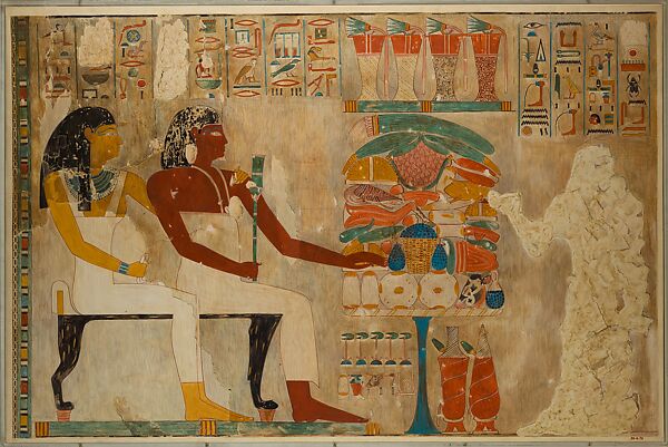 Rekhmire and Mother Receiving Offerings, Tomb of Rekhmire