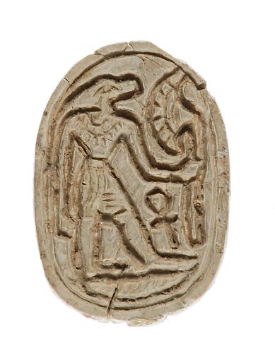 Scarab with a Crocodile Headed Figure Holding a Flower