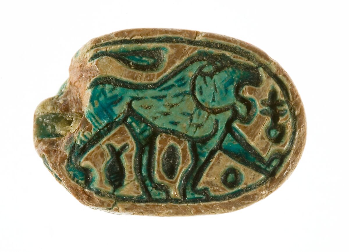 Canaanite Scarab with a Roaring Lion, Steatite 