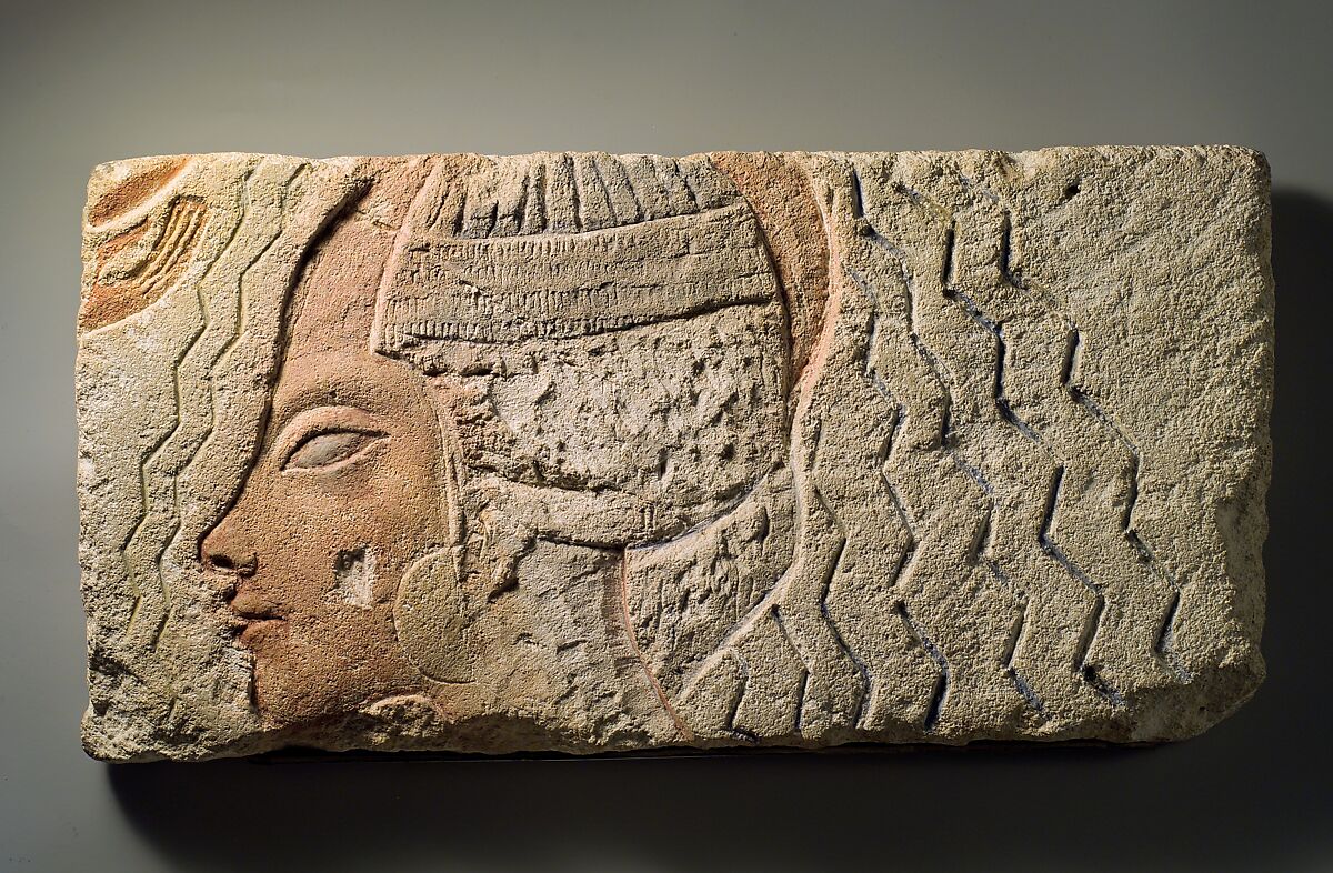 Relief Depicting the Purification of Queen Kiya (?), Limestone, paint