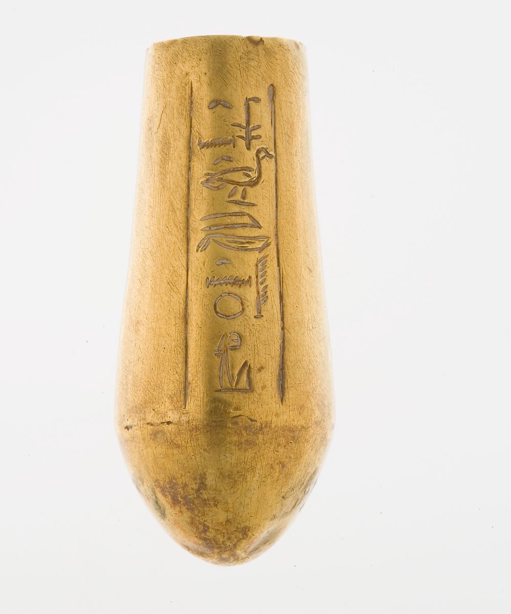 Terminal, possibly for a scepter, with the name of Meketaten, Gold
