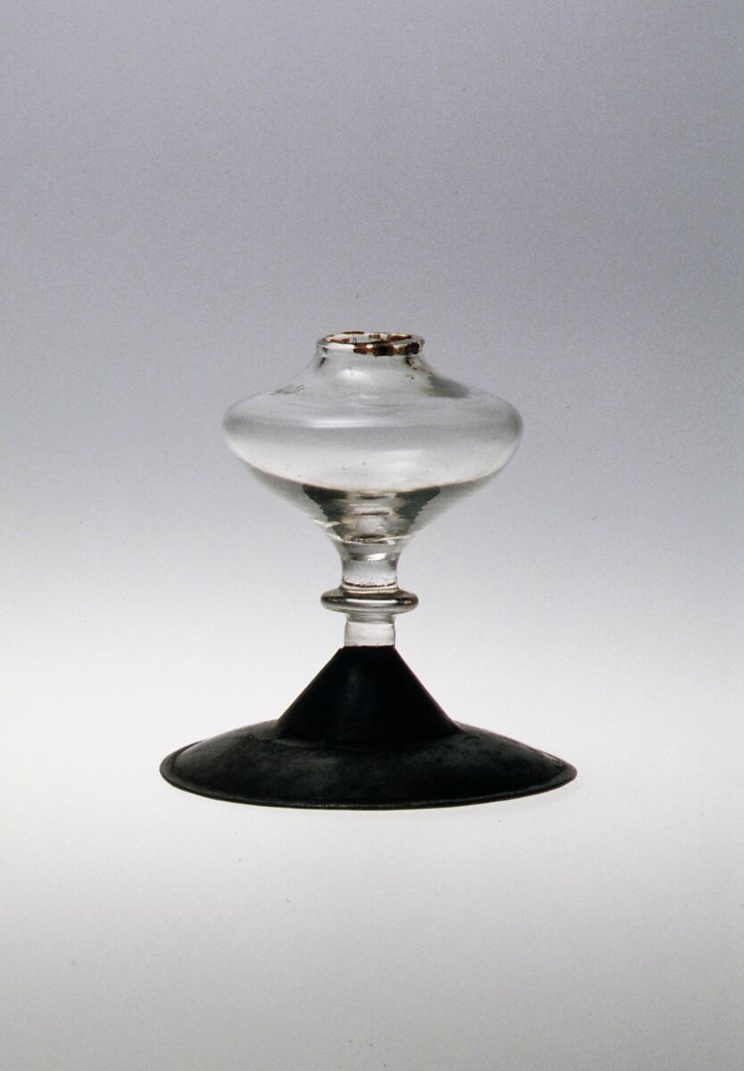 Whale Oil Lamp, Pressed and free-blown lead glass 