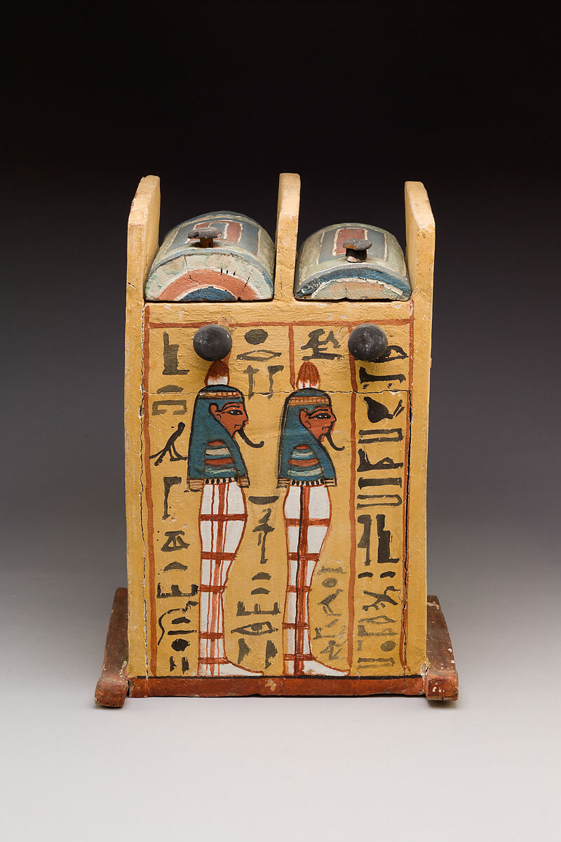 Shabti box of Paramnekhu, Wood, gesso, paint
