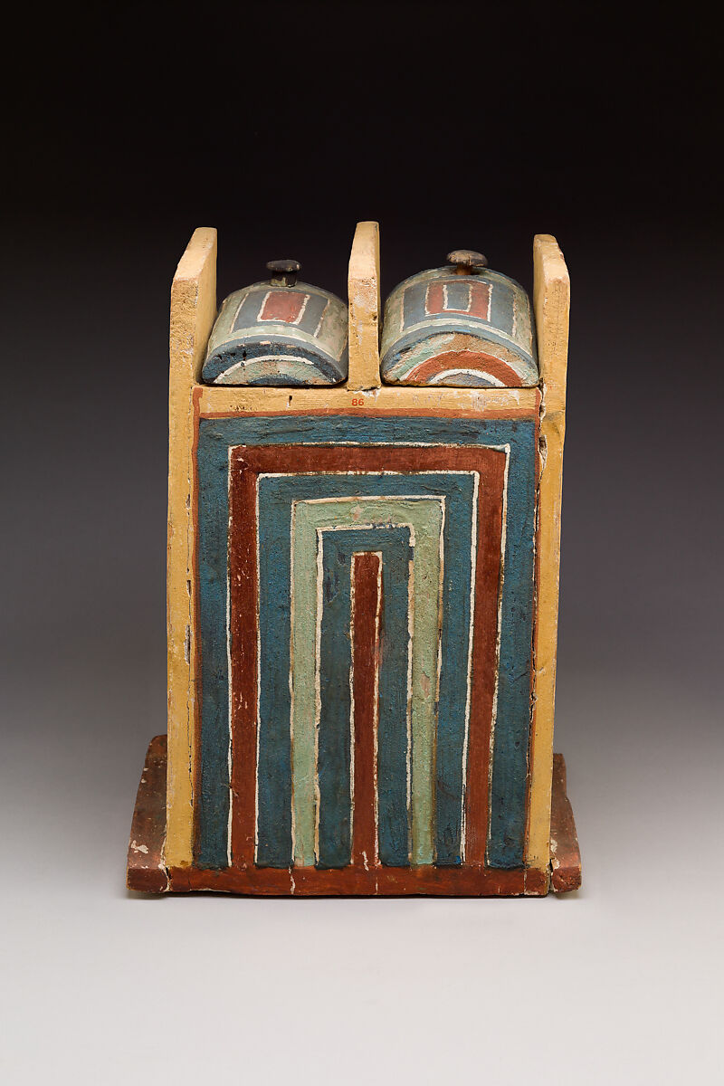 Shabti box of Paramnekhu, Wood, gesso, paint