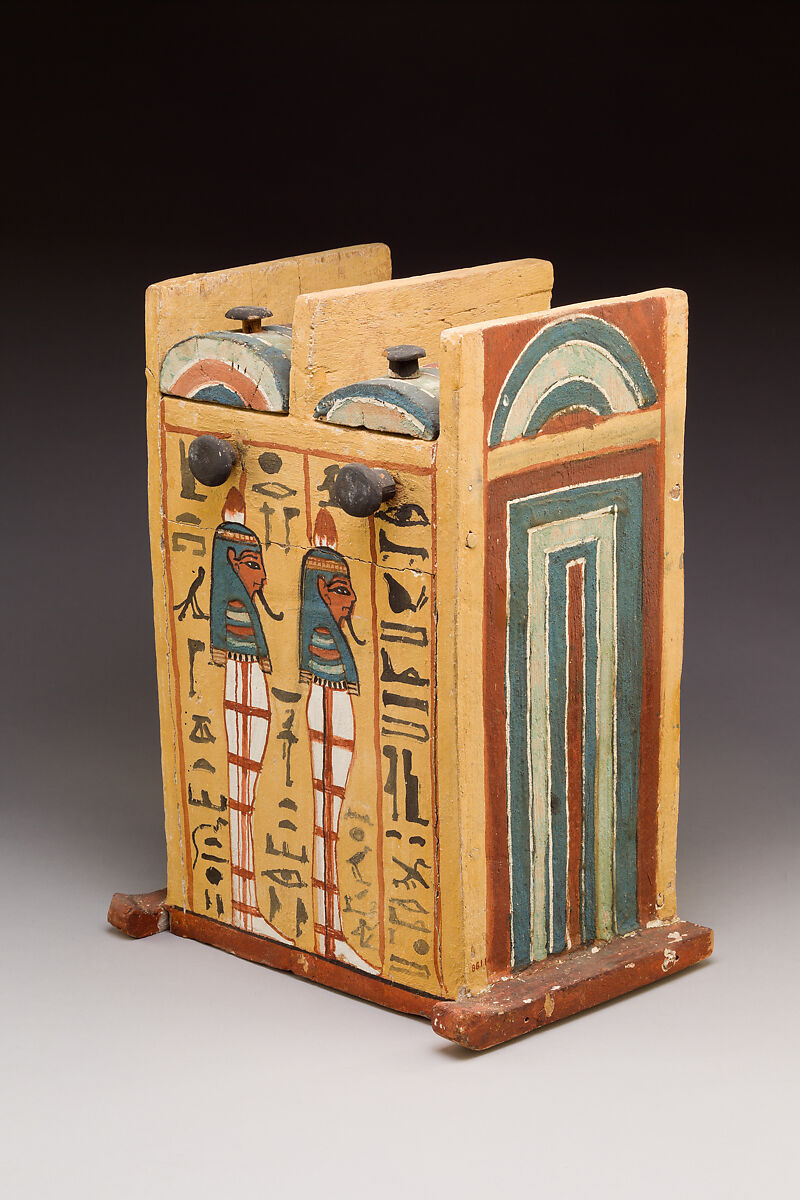 Shabti box of Paramnekhu, Wood, gesso, paint 