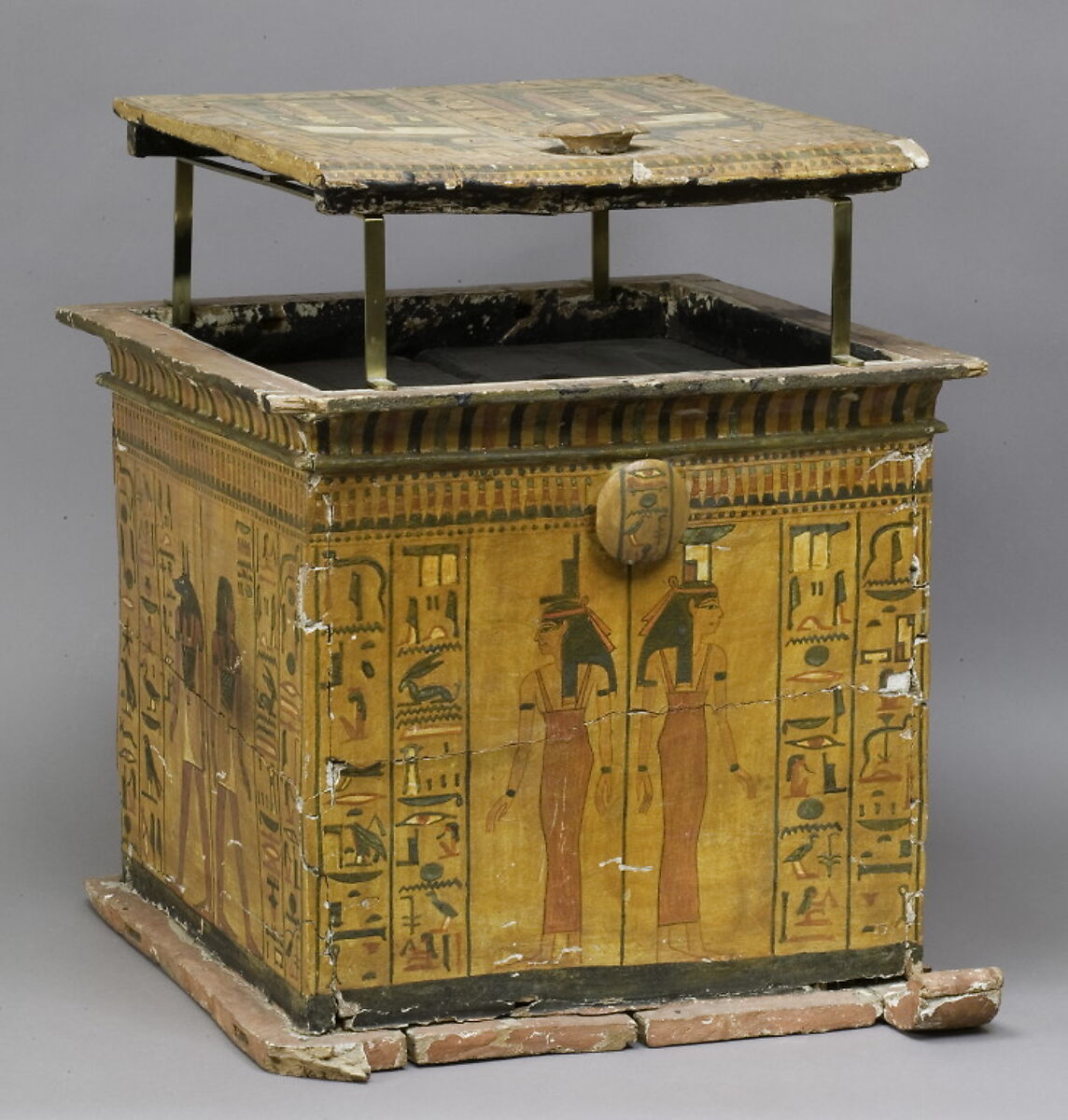 Canopic Chest of Khonsu, Wood, gesso, paint, varnish 
