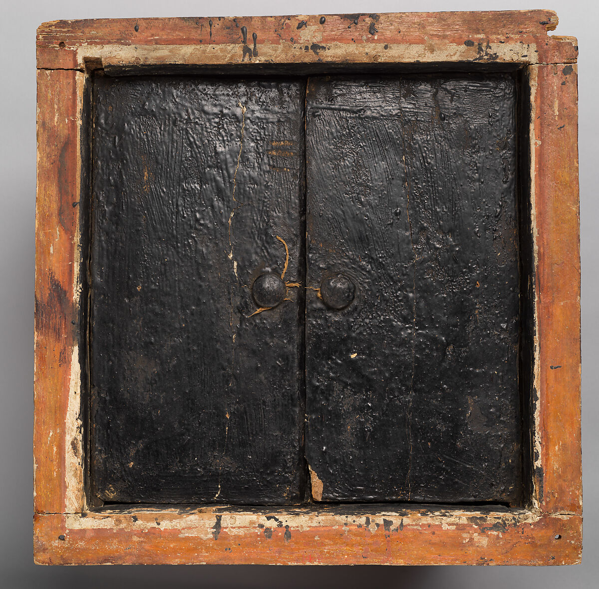 Canopic Chest of Khonsu, Wood, gesso, paint, varnish, linen string