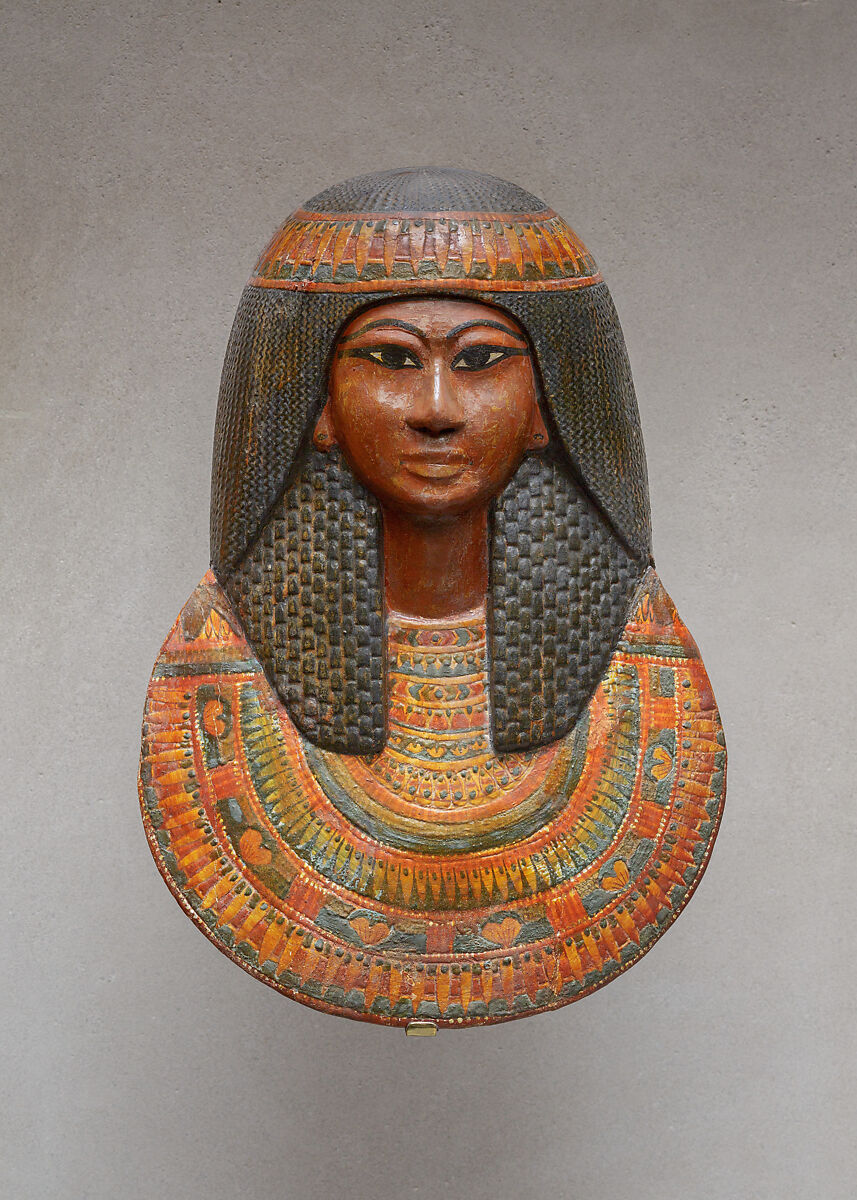 Mummy Mask of Khonsu, Painted wood and cartonnage 