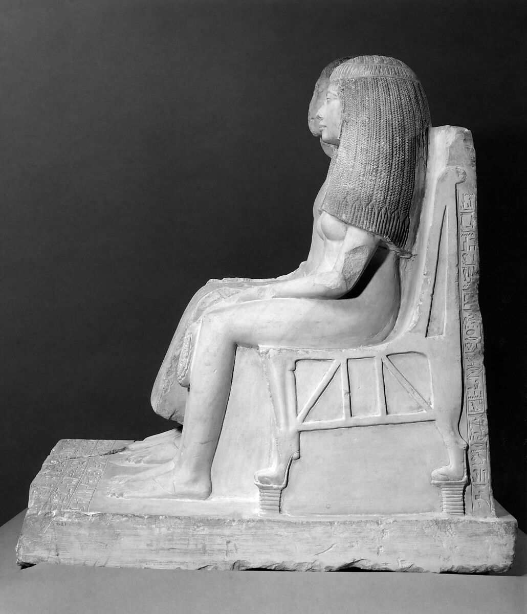 Yuny and His Wife Renenutet, Limestone, paint