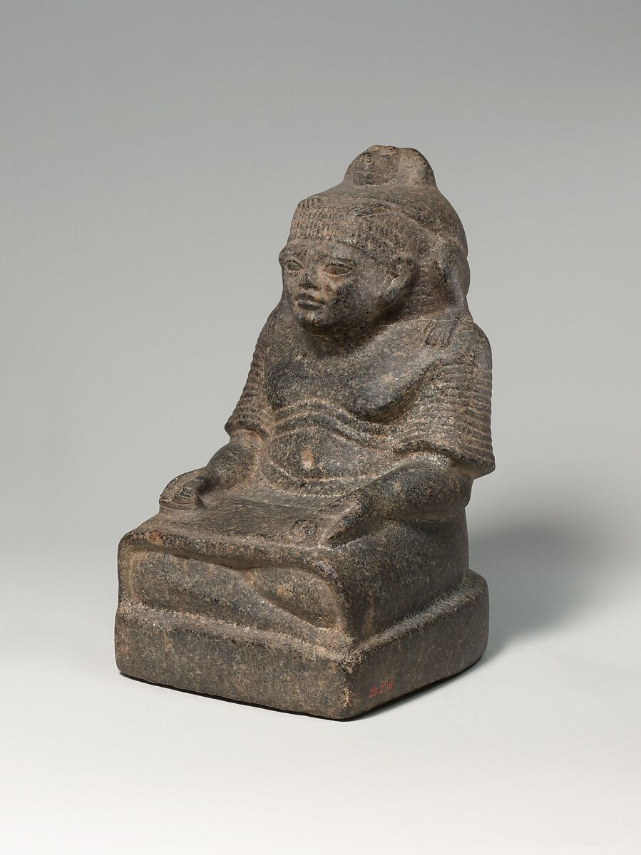 Statue of a scribe with a baboon, Granodiorite 