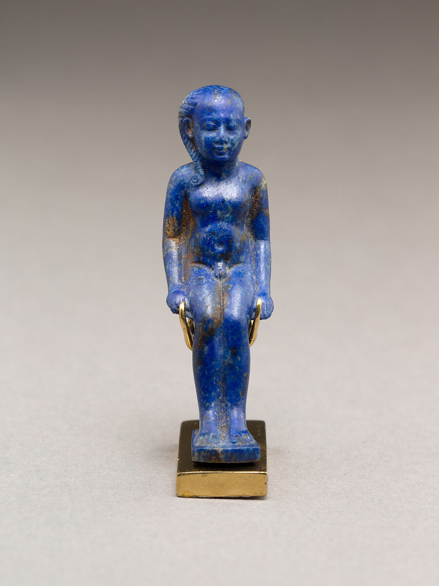 Child god (Harpokrates?) amulet, Lapis lazuli
