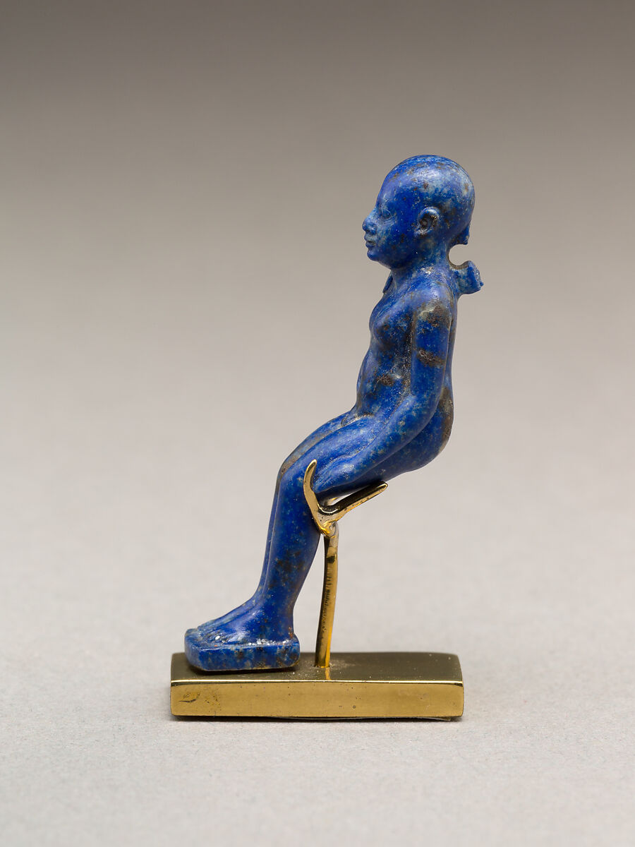 Child god (Harpokrates?) amulet, Lapis lazuli