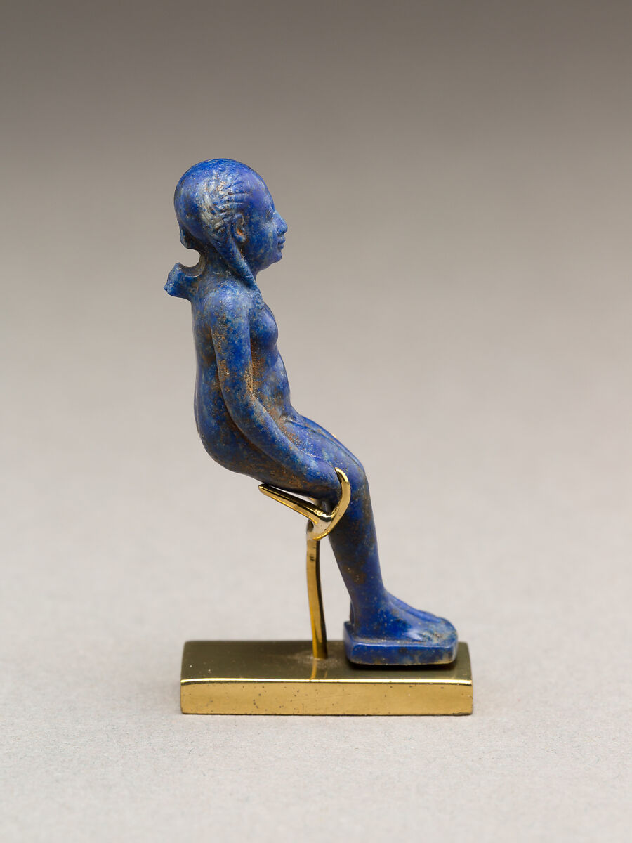 Child god (Harpokrates?) amulet, Lapis lazuli
