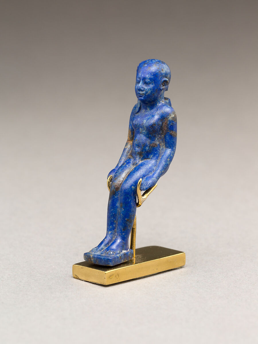 Child god (Harpokrates?) amulet, Lapis lazuli