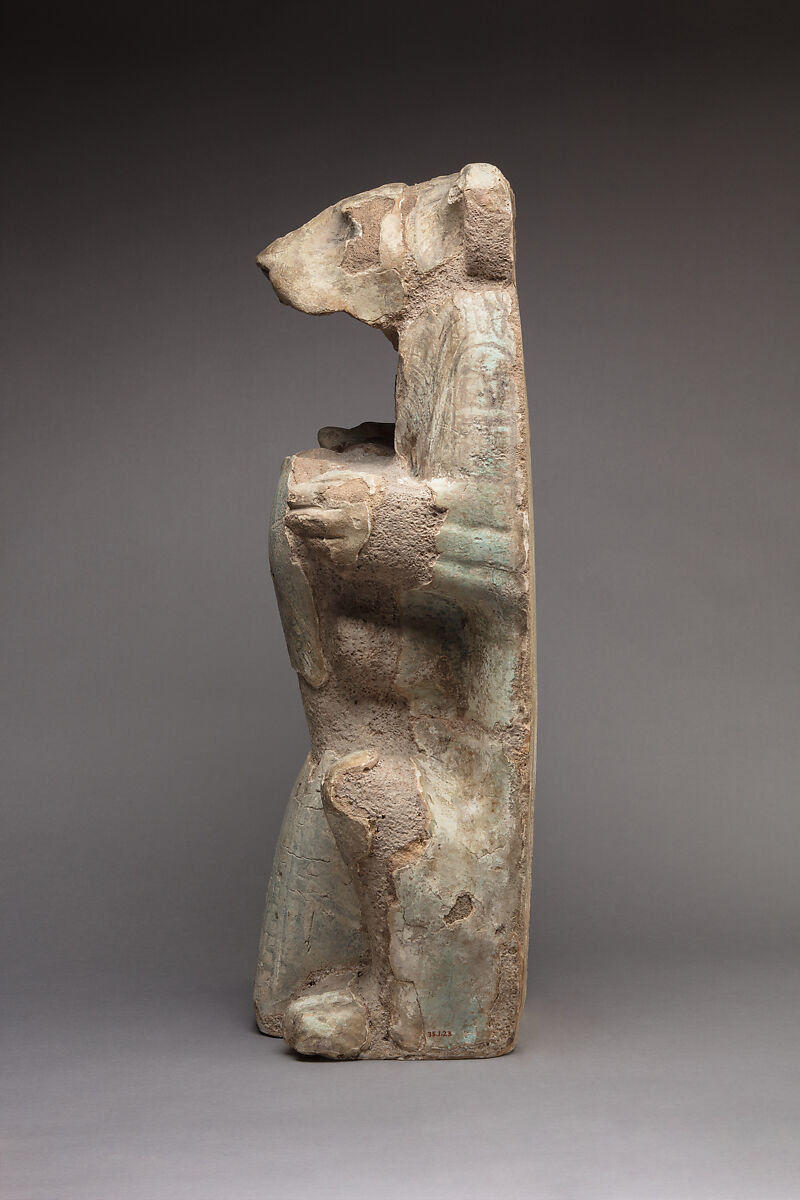 Lion Subduing a Prince of Kush, Faience