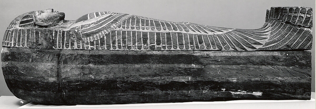 Rishi coffin of the Lady Rini, Wood (ficus sycomorus), stucco, paint, paraffin