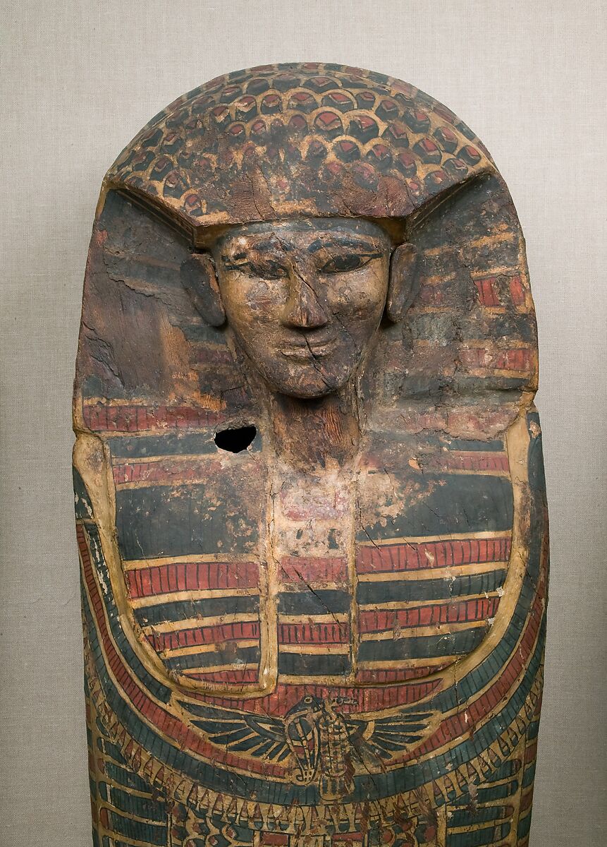 Rishi coffin of the Lady Rini, Wood (ficus sycomorus), stucco, paint, paraffin