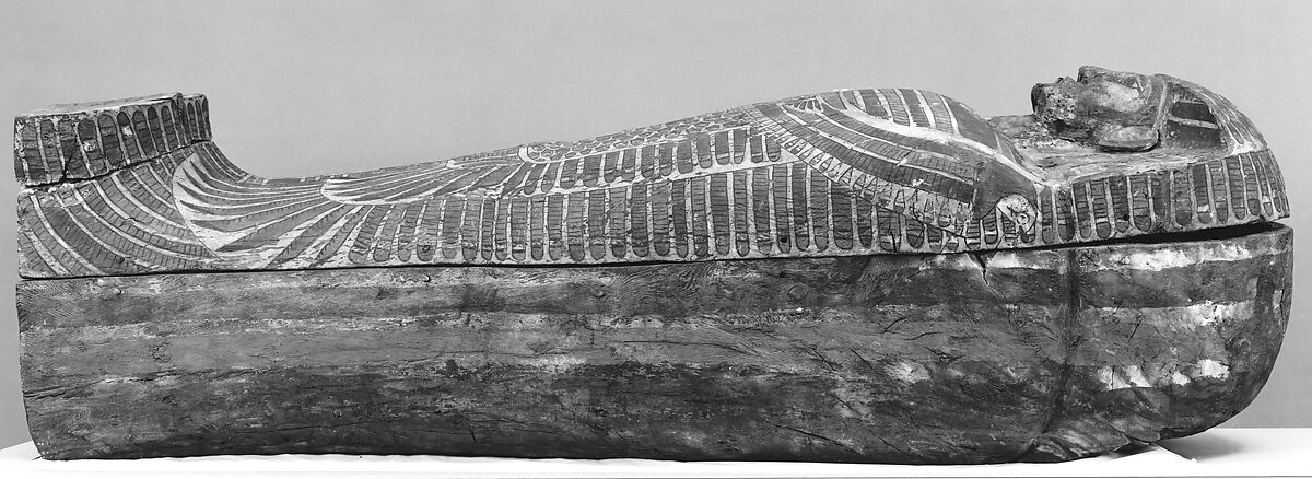 Rishi coffin of the Lady Rini, Wood (ficus sycomorus), stucco, paint, paraffin