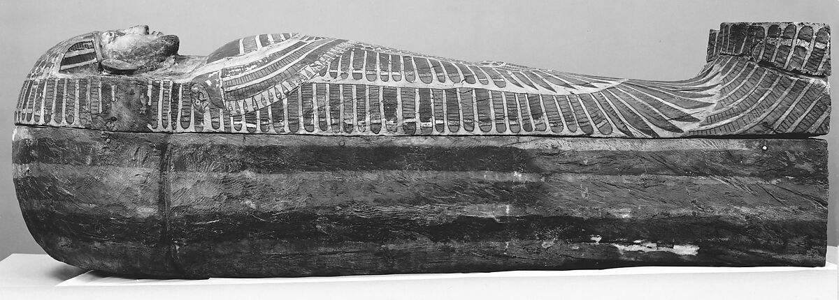 Rishi coffin of the Lady Rini, Wood (ficus sycomorus), stucco, paint, paraffin