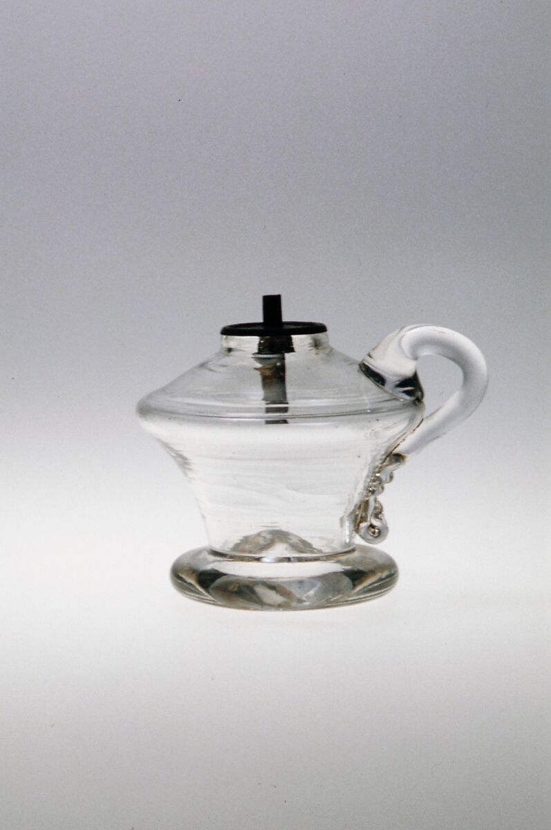 Whale Oil Lamp, Free-blown lead glass 