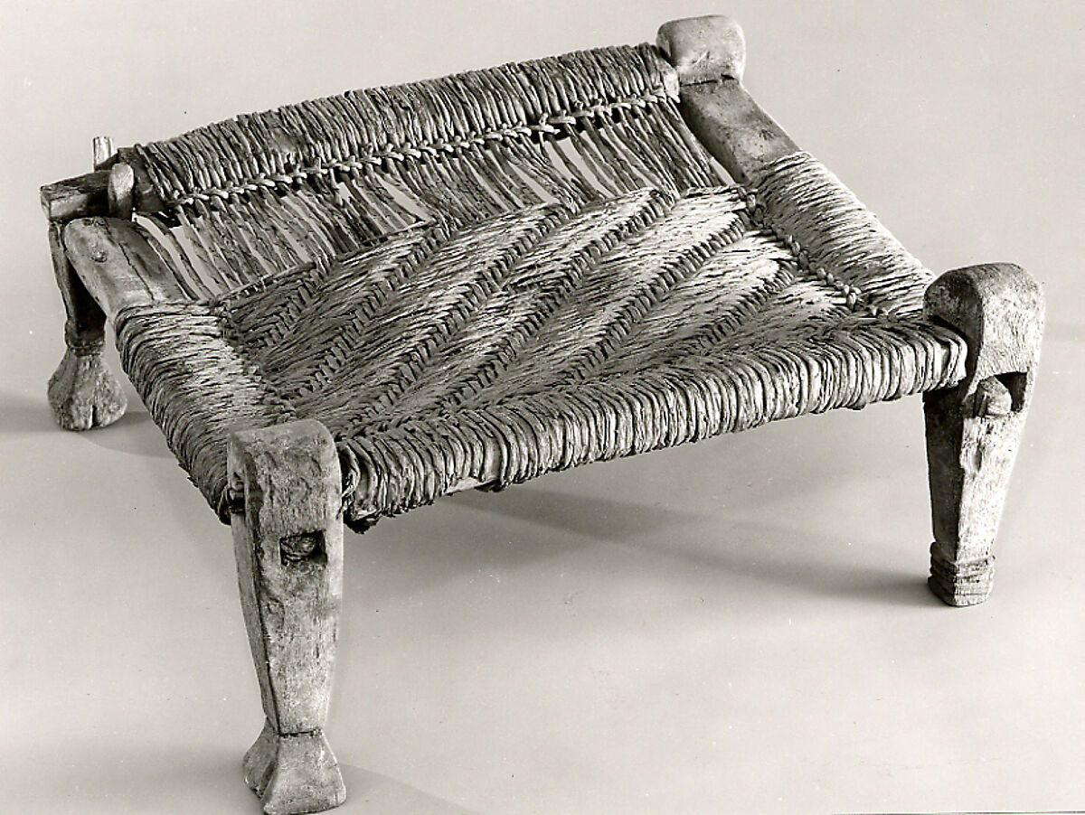 Stool with woven seat, Wood, reed