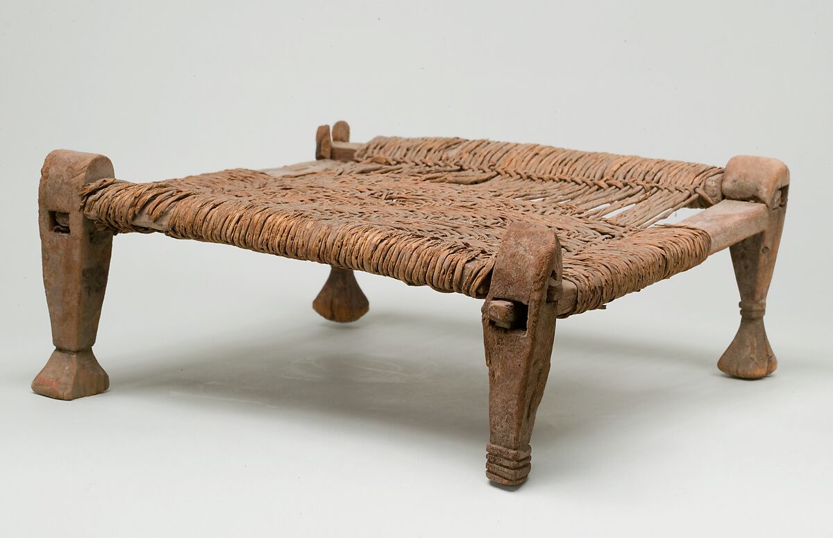 Stool with woven seat, Wood, reed