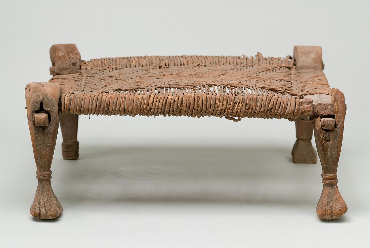 Stool with woven seat, Wood, reed