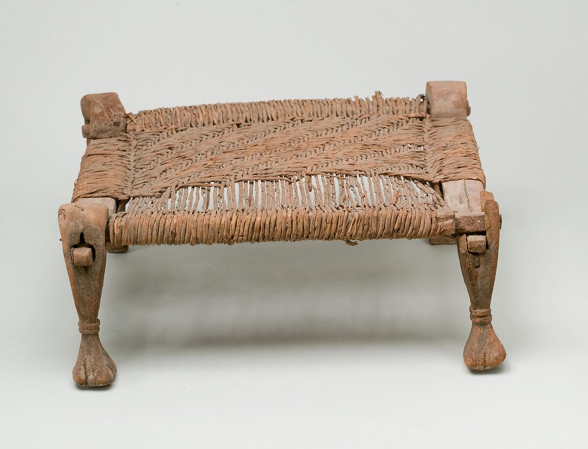 Stool with woven seat, Wood, reed