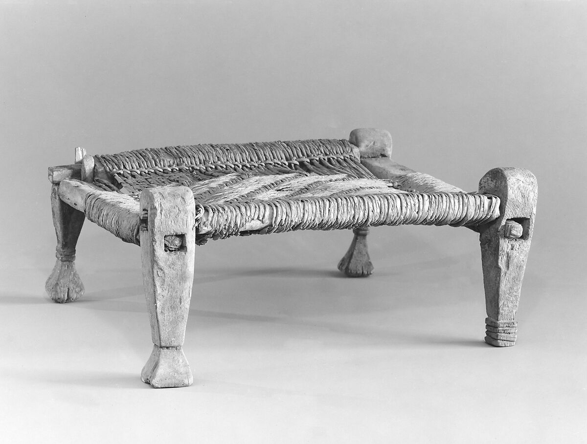 Stool with woven seat, Wood, reed