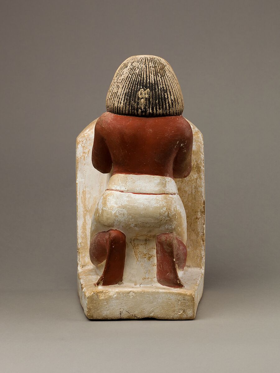 Statue of Roy Chanting the Solar Hymn Written on His Stela, Limestone, paint