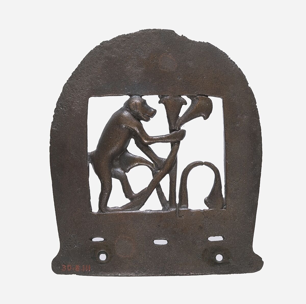 Ax head with monkey figure, Bronze or copper alloy