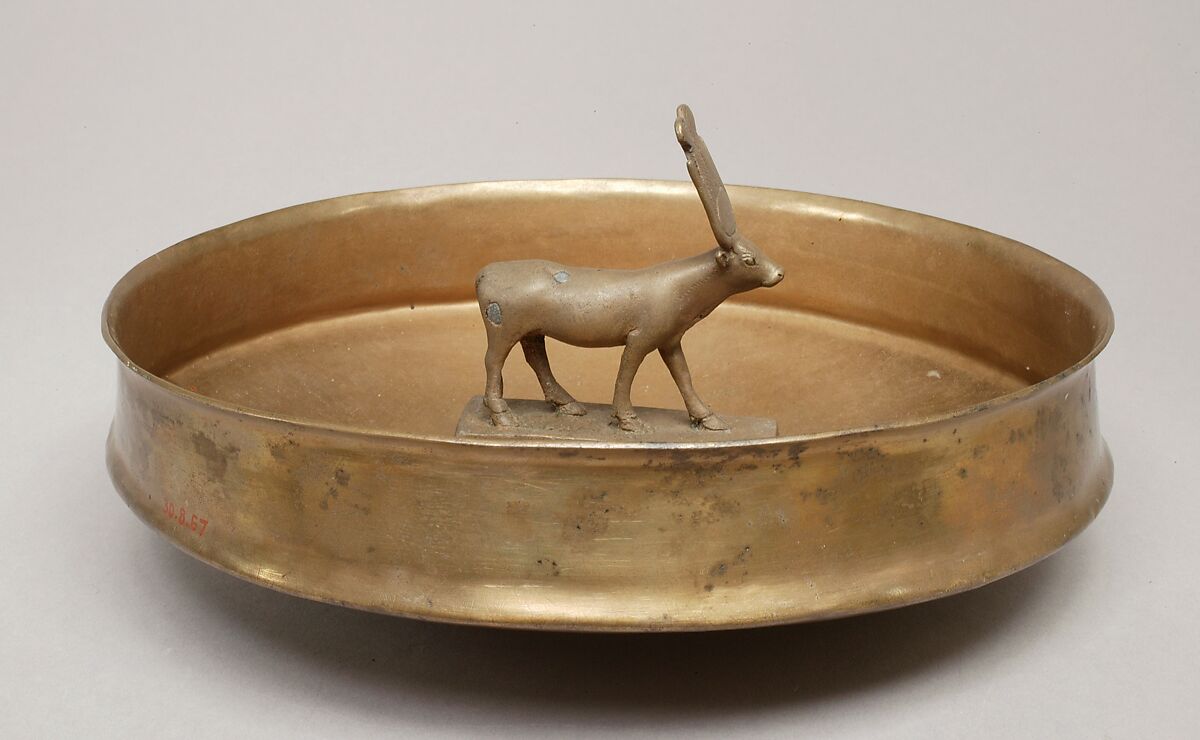 Bowl with a Hathor cow, Bronze