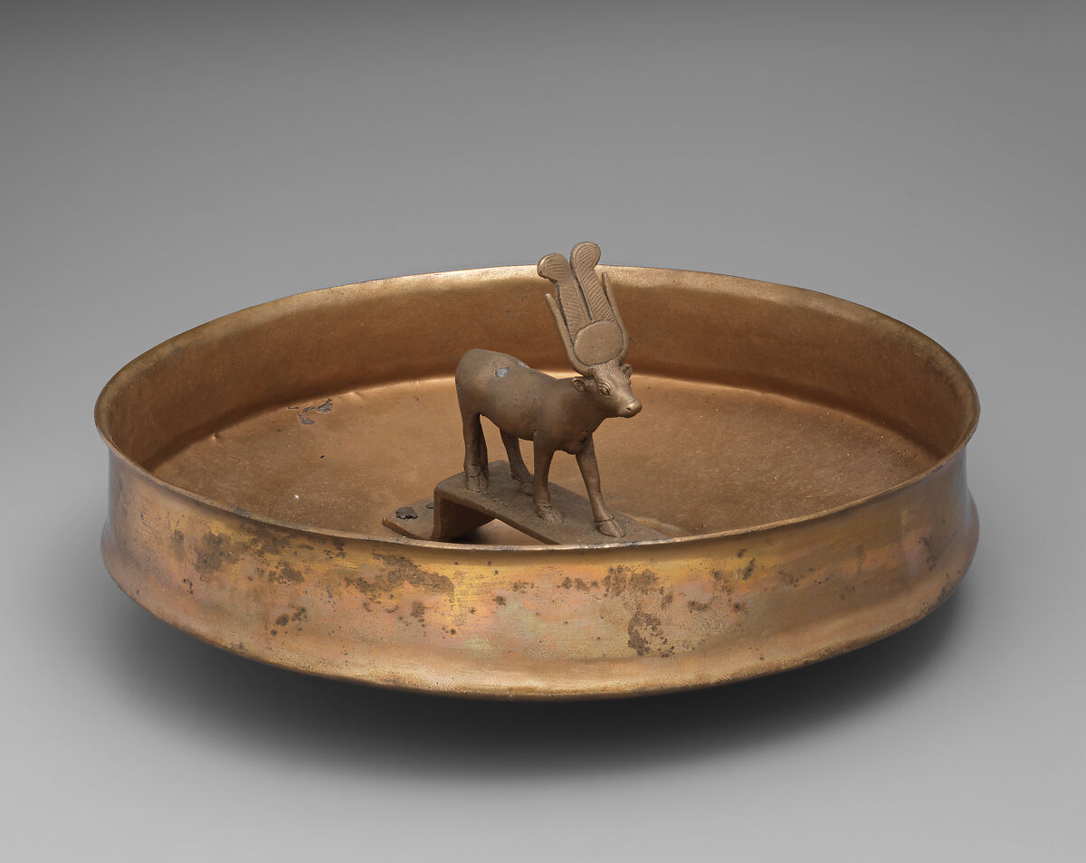 Bowl with a Hathor cow, Bronze