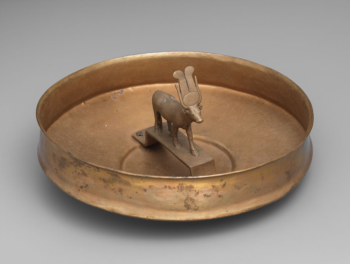 Bowl with a Hathor cow, Bronze